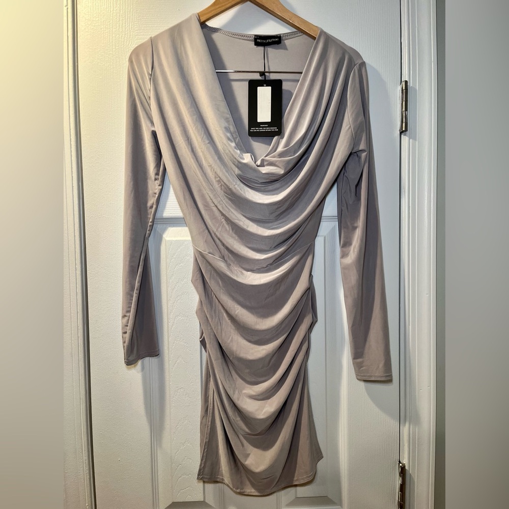 NWT Pretty Little Thing Long Sleeve Wedding Guest Dress